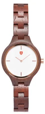 Produktbild von Bonizetti Damenuhr 3,6cm ALPENLILIE Holz-Uhr Braun Gehäuserahmen Rosé Durchmesser Armbanduhr, Holzarmband