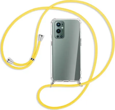 Produktbild von Handykette Backcover-Schutzhülle mit Band (Metall silberfarben) für OnePlus 9 Pro - gelb