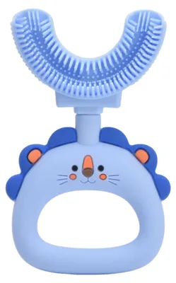 Produktbild von U-förmige Zahnbürste, 360°-Vollreinigung, schöne Form, leicht, sicher, bequem, Mundputzwerkzeuge für Kinder, Blau, 2 bis 6 Jahre alt