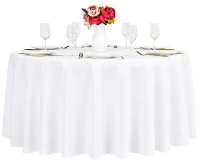 Runde Tischdecke Polyester weiß 305 cm waschbar für Hochzeit Feier