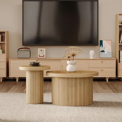 Zdjęcie produktu dla Stolik kawowy, okrągły, minimalistyczny, w stylu skandynawskim, do salonu