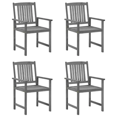 Produktbild von Balkonstuhl CLORIS, Gartenstühle mit Kissen 4 Stk. Grau Massivholz Akazie, 61x57x92 cm