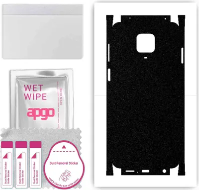 Produktbild von apgo Rückseite + Seiten Schutzfolie, Skin, kompatibel mit Xiaomi Redmi Note 9S, Hinten Displayschutzfolie aus Vinylfolie, kratzfest, einfache Montage - Mattschwarz