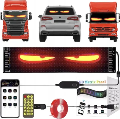 Zdjęcie produktu dla Lampa Samochodowa Led 120X595Mm Diabelskie Oczy Wyświetlacz Aplikacja Pilot