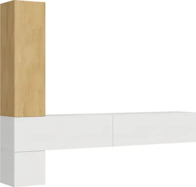 Imagen del producto de Composición para pared de sala de estar, modelo A113, con las siguientes dimensiones: largo 268 cm, alto 214 cm, profundidad 39,2 cm