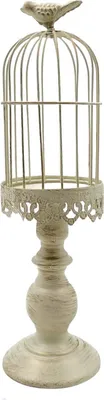 Produktbild von Dekorativer Vogelkäfig-Kerzenhalter, Vintage Hochzeit weiß 38 cm