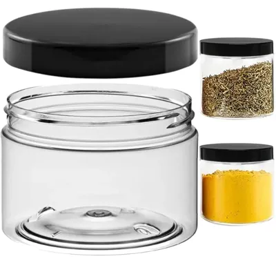 Produktbild von Gewürzbehälter Gewürzdose Gewürzglas 100 ml Kunststoff Vorratsdose transparent mit Schraubdeckel 5,5 x 6,5 cm