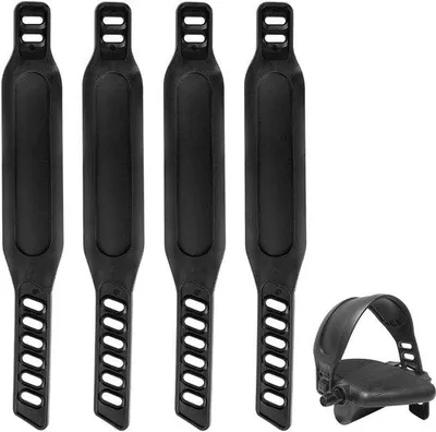 Image de Courroies universelles pour pédales de vélo - 2 paires - Accessoires pour vélo - Longueur réglable - Noir - Courroies pour vélo d'appartement
