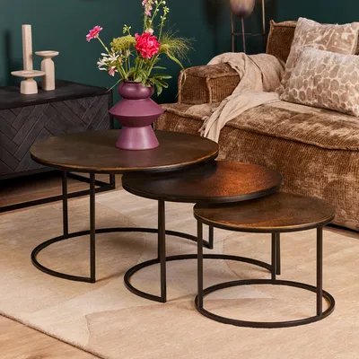 Productafbeelding van StarFurn Salontafel Set van 3 Xaro Rond Goud