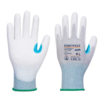 Image de Portwest A699 MR13 ESDPolyuréthaneGants - Pack de 12 Grey/White Taille M