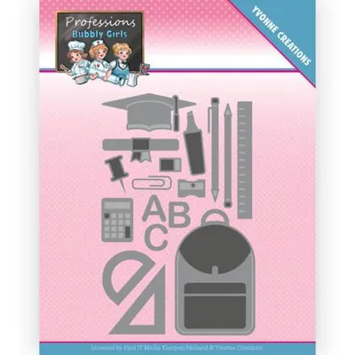 Produktbild von Stanzschablone - Yvonne Creations - Bubbly Girls Professions - Schule Utensilien
