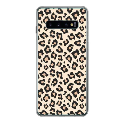 Produktbild von MuchoWow® Handyhülle Schutzhülle Hülle für Samsung Galaxy S10 Weiß - Rosa - Leopardenmuster Silikon Softcase Handy Hülle - Handytasche