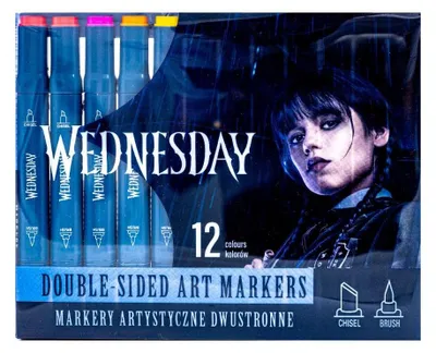 Zdjęcie produktu dla Markery trójkątne dwustronne 12 kolorów Astra