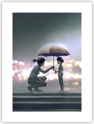 Produktbild von Poster - Poster ohne Rahmen - Manga Regenschirm Hilfe - 30x40 cm - Wand Bild - Wanddeko - Wandbilder - Kunstposter - Wandposter - Bilder - Kunstdruck - Wanddekoration - Wandbild - P2XPA30x40-4741