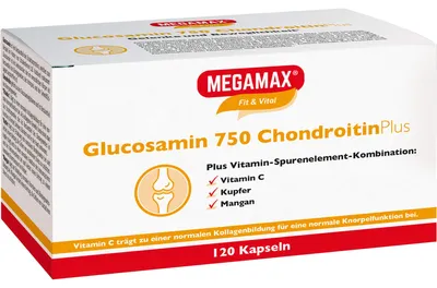 Obrázok produktu pre MEGAMAX Fit & Vital Glukosamín 750 chondroitín plus kapsuly, 120 kapsúl