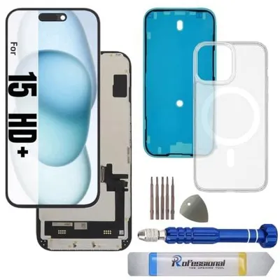 Zdjęcie produktu dla Wyświetlacz LCD do iphone 15 ekran dotykowy czarny z narzędziami
