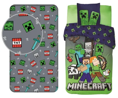Produktbild von Minecraft-Schlafzimmer-Set; Bettbezug und Bettlaken