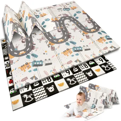 Produktbild von Nukido Spielmatte Doppelseitige Krabbelmatte Baby Krabbeldecke Matte Bodenmatrat