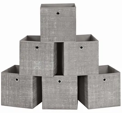 Produktbild von SONGMICS Aufbewahrungsbox, 6er Set, Ordnungsboxen aus Vliesstoff mit Griff, Boxen Aufbewahrung, 30 x 30 x 30 cm, Organizer Box, für Würfelregal, Faltbox, Kleideraufbewahrung, taupe meliert RFB006K01