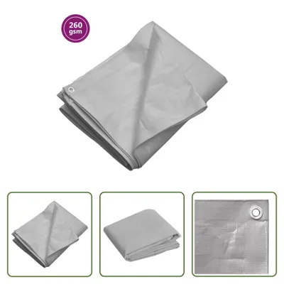 Produktbild von The Living Store Abdeckplane 260 g/m² 4x6 m Grau HDPE
