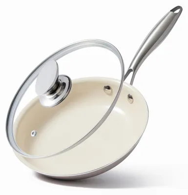 Immagine prodotto di Padella antiaderente in Vetroceramica con coperchio, 28 cm, adatta all'uso con piani cottura a induzione, ideale per la cucina