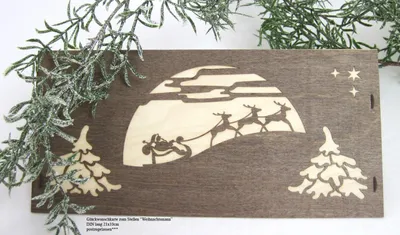 Produktbild von Glückwunschkarte zum Stellen Weihnachtsmann Furnier 21 x 10 cm