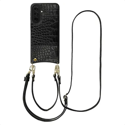 Productafbeelding van Selencia Nova Croco Telefoonhoes met Koord en Pashouder voor de Samsung Galaxy A37 (5G) - Zwart