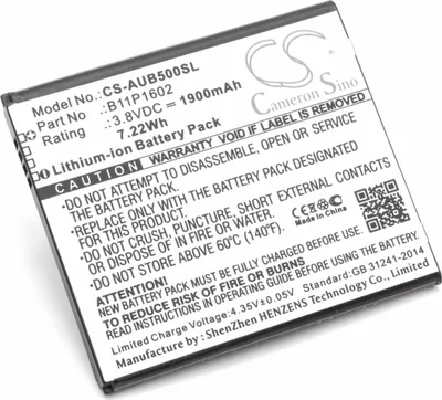 Produktbild von vhbw Akku Ersatz für Asus B11P1602 (1ICP5/57/61), 0B200-02170000 für Handy Smartphone Telefon (1900 mAh, 3,8 V, Li-Ion)