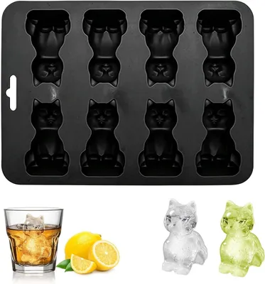 Immagine prodotto di Stampo in silicone a forma di gatto per preparare cubetti di ghiaccio. Stampo in silicone leggero e flessibile