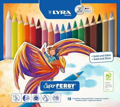 Productafbeelding van Super Ferby kartonnen etui met 18 kleurpotloden, gesorteerd