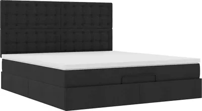 Produktbild von Ottoman-Bett mit Matratze Schwarz 180x200 cm Stoff