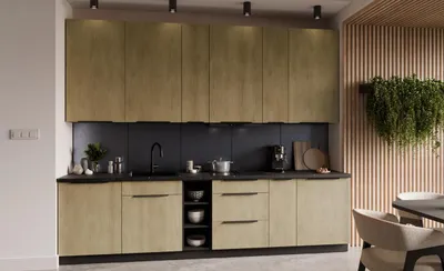 Produktbild von Küchenzeile Cremona schwarz 300 cm 12 Schränke mit Arbeitsplatte