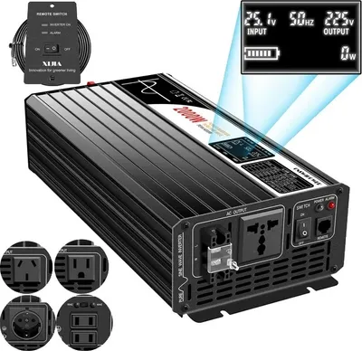 Obrázok produktu pre Solárny menič, čistá sínusoida, LCD displej, 2000W, 24V, 220-230V