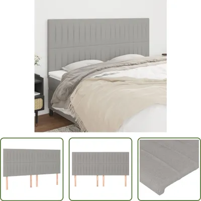 Produktbild von The Living Store Kopfteile 4 Stk. Hellgrau 100x5x78/88 cm Stoff