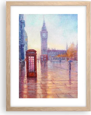 Produktbild von Gerahmtes Poster - Rahmen in heller Eiche - Groß Ben Regenschirm - 30x40 cm - Wand Bild - Wanddeko - Wandbilder - Kunstposter - Wandposter - Bilderrahmen - Bilder - Kunstdruck - P2NPA30x40-4394