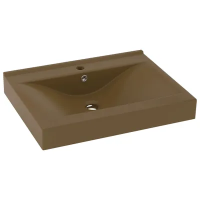 Immagine prodotto di vidaXL Lavabo con foro per rubinetto crema opaco 60x46 cm in Vetroceramica