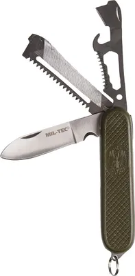 Productafbeelding van Multifunctioneel mes Mil-Tec, groen, met kolomvergrendelingssysteem, 7,5 mm lemmet, dikte 2,2 mm, totale lengte geopend 18,5 cm, artikelnummer 50153
