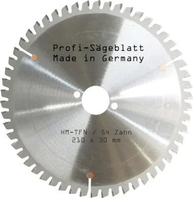 Produktbild von HM Sägeblatt 210 x 30 mm Zähne 54 TFN Hartmetall Kreissägeblatt 210mm Ersatzsägeblatt Trapez Flachzahn Negativ mit Spanabweiser Kreissäge Handkreissäge