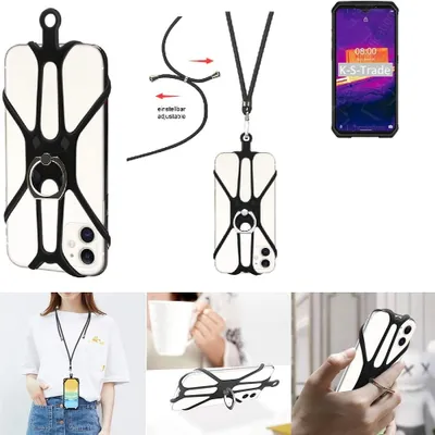 Produktbild von K-S-Trade 3in1 Handykette Handyband Handykordel Halsband Smartphone-Ring Handy-Ring kompatibel mit Ulefone Armor 9 Fingerhalterung Handyring