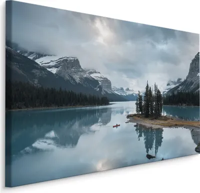 Obrázek produktu pro Obraz jezero Maligne Kanada moderní krajina 3D nástěnné dekorace pro obývací pokoj 70x50cm