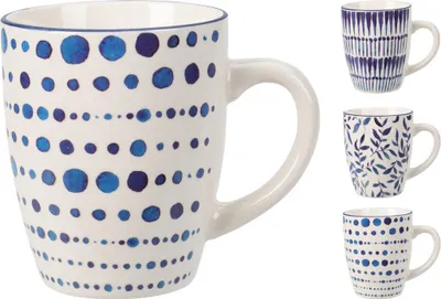Image de Excellente tasse ménagère en porcelaine fine blanche et bleue