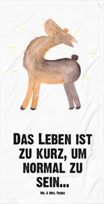 Produktbild von Mr. & Mrs. Panda Handtuch Lama Stolz - Weiß - Geschenk, Großes Badehandtuch, Familie, Freundin, Hippie, Beste, Family, Strandtuch, Duschhandtuch, Duschtuch