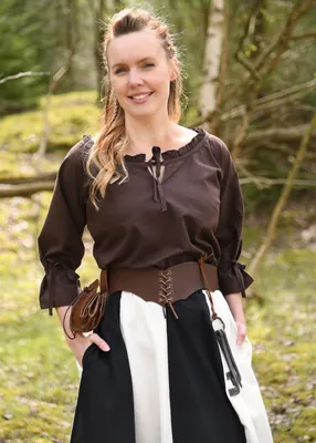Produktbild von Mittelalter Bluse Birga mit 3/4 Arm, braun : M Größe: M