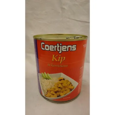Produktbild von Coertjens Kip in Kerriesaus 850g Dose (Hühnchen in Currysauce)