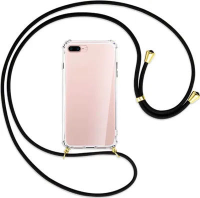 Produktbild von Handykette Backcover-Schutzhülle mit Band (Metall goldfarben) für Apple iPhone 7 Plus / 8 Plus - schwarz
