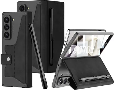 Obrázek produktu pro Pouzdro pro Samsung Galaxy Z Fold 6 Průhledné galvanizované kryt s ochranou displeje, držákem na pero, ochranou objektivu a stojánkem černé