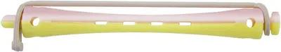 Produktbild von Comair Kaltwellwickler, zweifarbig, 12er-Packung, 8 mm, mit Rundgummi, 91 mm lang, gelb/rosa