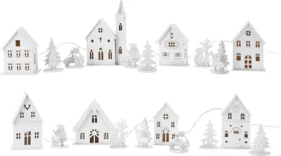 Produktbild von Led-Weihnachtsdorf Holzfarben, batteriebetrieben, 10-tlg.