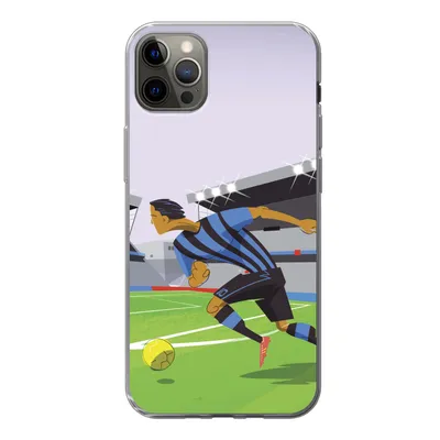 Produktbild von MuchoWow® Handyhülle Schutzhülle Hülle für iPhone 13 Pro Max Eine Illustration von Spielern, die in einem Stadion Fußball spielen - Junge - Mädchen - Kinder Silikon Softcase Handy Hülle - Mobiltelefon