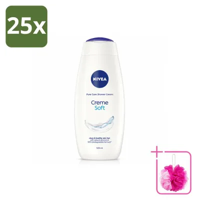 Imagen del producto de 25 unidades de crema exfoliante para la ducha NIVEA Soft, con aceite de almendras - 500 ml - Paquete económico